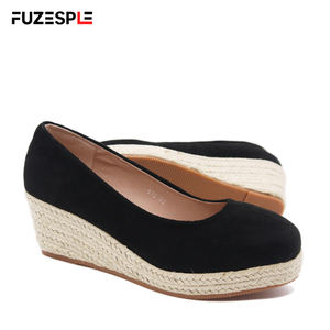 Nuove <span class=keywords><strong>zeppe</strong></span> da <span class=keywords><strong>donna</strong></span> per scarpe Slip-On con tacco alto 6cm con plateau in Suede Sole Design espadrillas <span class=keywords><strong>nere</strong></span> da <span class=keywords><strong>donna</strong></span> - Product Image 3