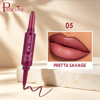 Rouge à lèvres mat double embout personnalisé avec logo, 6 couleurs, sans cruauté animale, avec crayon à lèvres inclus