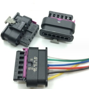 4F0973706 Auto Connector 6 Pin Straight Male <b>Black</b> For Mercedes Benz BMW Taillight Wiring <b>Harness</b> - Product Image 1