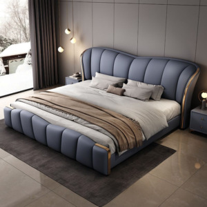 Letto Moderno <span class=keywords><strong>e</strong></span> Alla Moda in Pelle di Lusso, Design Minimalista con Struttura in Legno di Pino <span class=keywords><strong>e</strong></span> Vano Contenitore - Product Image 1