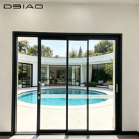 Puerta Corredera de Aluminio con Marco Delgado DBIAO, con Drenaje Oculto y Rodillos Silenciosos, Puerta Exterior Moderna para Garaje