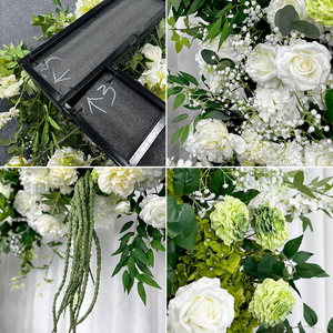 Arco de Flores Artificiales de Seda Verde y Blanca, Diseño Cuadrado de Una Sola Cara, Realista y Ligero, Ideal para Graduaciones, Pascua y Navidad - Product Image 4