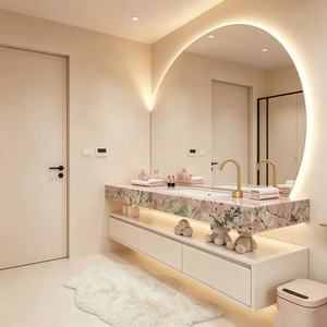 Modern luxury slate bathroom sink <b>vanity</b> anti-fog <b>mirror</b> villa bathroom wall mounted floating - Product Image 2