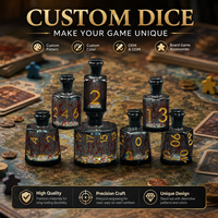 Ensemble de dés personnalisés en résine à bords tranchants avec noyau liquide, accessoires de jeu de table polyédriques pour RPG, dés de jeu de société personnalisés