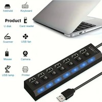 Hub USB 3.0 haute vitesse à 4/7 ports LED, adaptateur d'alimentation 5Gbps, commutateur répartiteur USB, prise ue pour ordinateur portable