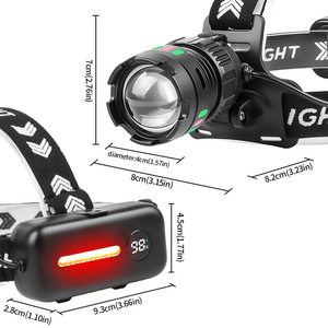 Linterna Frontal LED Blanca de 30W Recargable con Pantalla Digital y Zoom Ajustable para Iluminación Exterior - Product Image 1