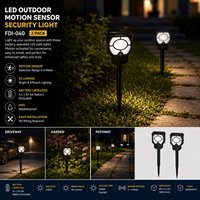 Lampes LED de jardin ou de terrasse étanches IP65 à piles, en bronze, avec détecteur de mouvement et arrêt automatique, 50 lumens