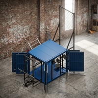 Salle de sport compacte en conteneur de 10 pieds, salle de fitness modulaire pour 8 personnes, entièrement ouverte sur 4 côtés, personnalisable OEM/ODM, pod de gym portable pour l'extérieur