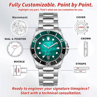 Montre de sport automatique de luxe personnalisée avec lunette en aluminium multicolores, modèle 8215, montre de plongée OEM d'usine