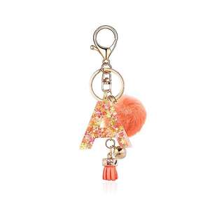 Porte-clés en métal fait main en résine avec inscription tendance pour femmes, pendentif en peluche pompon personnalisé, cadeau de portefeuille, vente en gros - Product Image 3