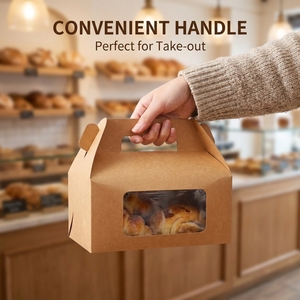 Cajas de Papel para Pasteles y Postres con Ventana, Caja para Tiramisú, Materiales Reciclados, Empaque para Alimentos con Asa, Regalos para Fiestas y Eventos - Product Image 6