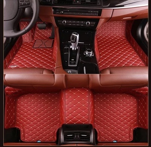Luxury <strong>Car</strong> <strong>Mats</strong> Leather Customs Made 95% <strong>Car</strong> Models Full Coverage Interior Protection Waterproof <strong>Mats</strong> Black with <strong>Red</strong> Lines - Product Image 3