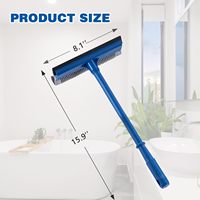 Nettoyeur de vitres de voiture 2 en 1 de 15,9 pouces avec long manche et éponge - Nettoyage professionnel pour stations-service, vitres et surfaces de douche