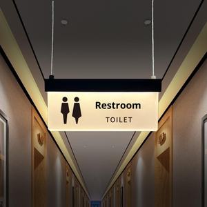 Panneaux de toilette suspendus lumineux en acrylique moderne avec guide pour hommes et femmes pour un usage commercial et des occasions d'affaires - Product Image 3