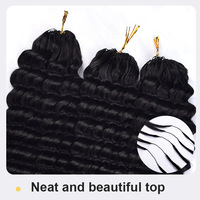 Extensiones de Cabello Humano con Crochet Pre-Separadas de 50g, Ondulado Profundo, Invisibles, 40 Mechones, Color Negro Natural