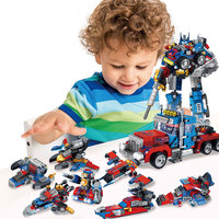 725 Uds Robot de deformación de plástico juguetes de bloques de coche 8 en 2 juegos de ladrillos de aviones de construcción DIY para niños