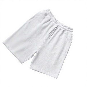 กางเกงขาสั้นฮิปฮอปผู้ชายสีเทาอ่อนแบบมีเชือกผูกเอว ผ้าขนสัตว์ ระบายอากาศ กันลม ลายเรียบ ผ้าฝ้าย 100% สไตล์ลำลอง ขายส่ง - Product Image 1