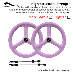 Roue de vélo légère et robuste en fibre de carbone de 20 pouces avec frein à disque avant/arrière à <span class=keywords><strong>trois</strong></span> pales et finition brillante - Product Image 2