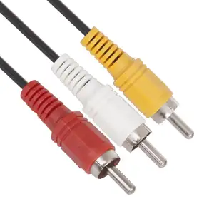 VCOM ในสต็อก 3 RCA ชาย 3RCA ชายวิดีโอ AV สีเหลืองสีแดงสีขาวปลั๊กชุดกล่องด้านบน