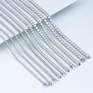 Collar de Cadena de Tenis con Diamantes de Moissanita VVS de 2-6 mm, Chapado en Rodio Pulido de Alta Calidad, Plata 925, Clásico para Mujer, de Terceros - Product Image 1