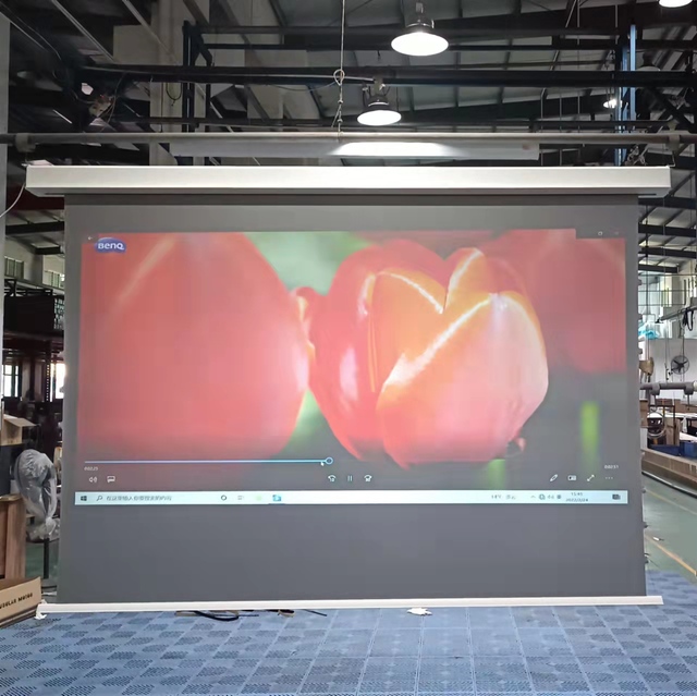 TELON 90-150inch 4k Motorized ALR Tab Tension Long Throw Projector Screen Grey Electric Cinema Movie Projection