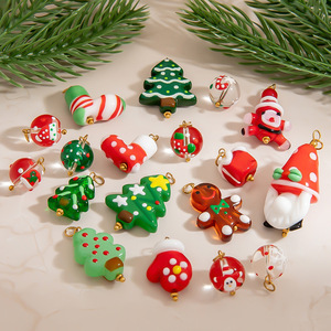 Christmas Charms Gallery | Lampwork Holiday Bead &18K PVD Gold Plated Stainless Steel Bail Pendant | Waterproof & Hypoallergenic - Product Image 1