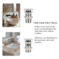 Válvula Click Clack para Lavabo de Baño, Filtro de Lavabo de Latón G1-1/4'', Tapón de Drenaje de Ducha Cromado, Desagüe Pop-Up para Lavabo