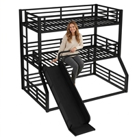 Lit superposé double avec glissière, structure en acier robuste, idéal pour dortoirs et hôtels, design moderne et gain de place
