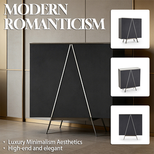 Mobile da Ingresso in Acciaio Inossidabile Grigio-Titanio dal Design Geometrico Minimalista, Credenza con Top in <span class=keywords><strong>Marmo</strong></span> e Impiallacciatura in Legno Affumicato - Product Image 2