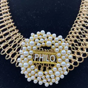 Custom Elastic Sigma Gamma Rho Philo Women Fashion Big Statement Choker Pearl Rhinestone Charms Gorgeous Necklace Jewelry