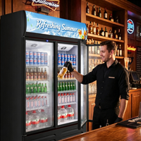 Vente en gros de machine à glaçons pour boissons et bières Crownwing, personnalisée, commerciale, à double porte vitrée, avec éclairage LED, dégivrage automatique, réglable