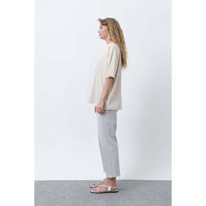 Pantalones Oxford de Pierna Recta para Mujer, Color Beige, Cintura Media, Transpirables - Product Image 6