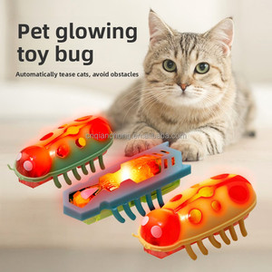 ของเล่นแมวไฟ LED เคลื่อนไหวได้ สำหรับเล่นในบ้าน สั่นสะเทือน โต้ตอบได้ แมลงไฟฟ้าขนาดเล็ก ของเล่นแมวแบบพลิกตัว หลบหลีกสิ่งกีดขวาง - Product Image 1