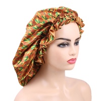 Marque privée Grande taille Doublure en satin Double couche Jumbo Ankara Bonnet Motif africain Cheveux longs Impression Bonnet en satin de créateur