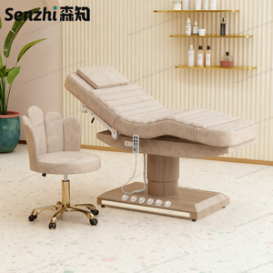 Luxe houten velours behandelbed met 3 motoren, elektrische massagefunctie, voetbediening en led-lamp - Product Image 1