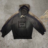 Vente en gros de sweats à capuche surdimensionnés personnalisés avec logo, dégradé ombré, effet vintage, déchiré, vieilli, bords effilochés, style rétro streetwear