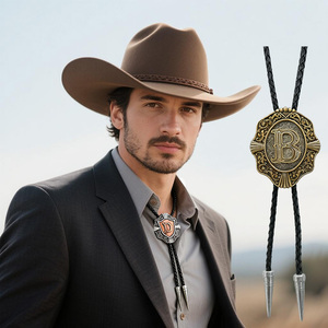 Cravate bolo personnalisée avec logo de rodéo western, cordon en cuir, pendentifs à glissière en alliage, tenues de festival <span class=keywords><strong>cowboy</strong></span> et vêtements de <span class=keywords><strong>musique</strong></span> <span class=keywords><strong>country</strong></span> - Product Image 5