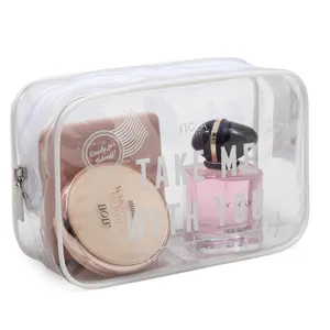 Large TSA Approved Custom PVC Cosmetic Multi-functional Transparent Makeup Clear Travel Toiletry Bag for Women Waterproof