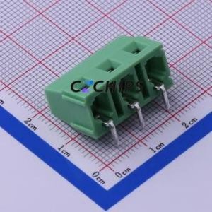 KF128R-7.62-3P Screw Terminal Block Bent Lead Through Hole,P=7.62mm Connector 1x3P 7.62mm Green Right Angle Insert - Product Image 2