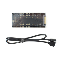 Divisor de 10 Puertos RGB de 5V y 3 Pines, Adaptador de Alimentación SATA de 3 Pines ARGB, Cable de Extensión para ASUS AURA SYNC, MSI, ASRock RGB LED con Carcasa