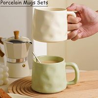 Tasses en céramique faites à la main, personnalisées, créatives, mignonnes, multicolores, 14 oz, pour le petit-déjeuner, le lait, le café