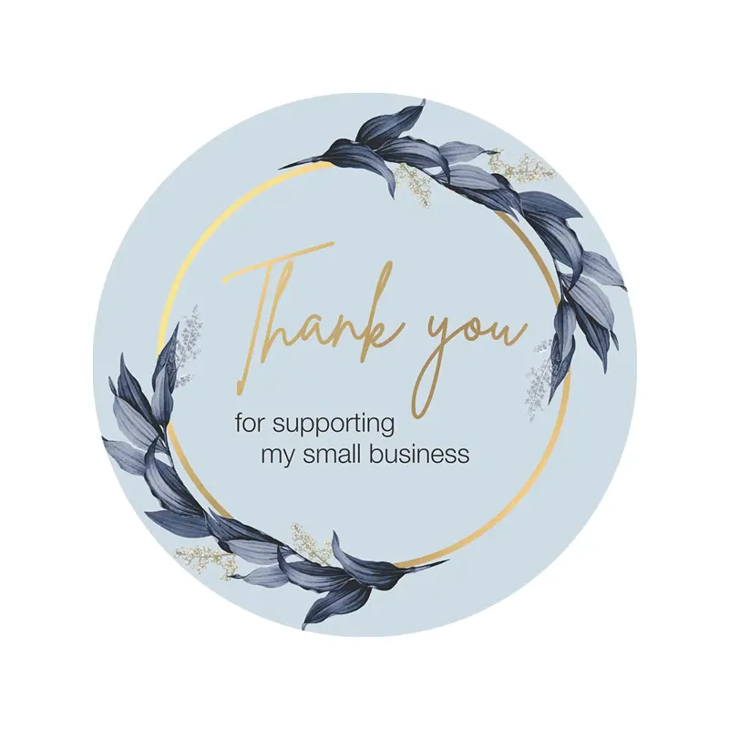 Plantilla de logotipo de marca privada, pegatina personalizada, papel colorido para etiquetas Thank You, negocios pequeños