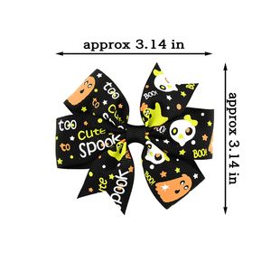 Barrettes à cheveux d'Halloween à motifs variés, pinces à cheveux en ruban imprimé fantôme, citrouille, araignée pour petites filles, accessoires de costume de fête - Product Image 5