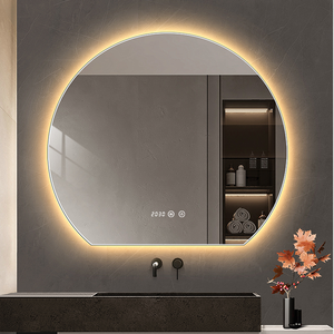 <span class=keywords><strong>Miroir</strong></span> mural LED rétroéclairé rond demi-rond <span class=keywords><strong>pour</strong></span> projet <span class=keywords><strong>de</strong></span> salon avec <span class=keywords><strong>lumière</strong></span> tricolore - Product Image 1