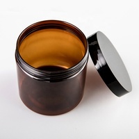 Vente en Gros Emballage Cosmétique et Alimentaire Pot Cosmétique en Plastique PET Ambré Noir de 100ml 150ml 200ml 250ml 300ml avec Couvercle Blanc Noir