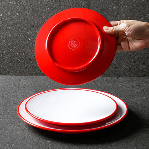 Round <b>Melamine</b> <b>Plates</b> Set Solid Color Restaurant Tableware For Food Serving 6.5 Inch - Product Image 2