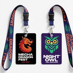 Lanière de cou tissée de sécurité avec porte-badge en PVC, écologique et durable, lanière en polyester personnalisée pour les événements de bureau - Product Image 1