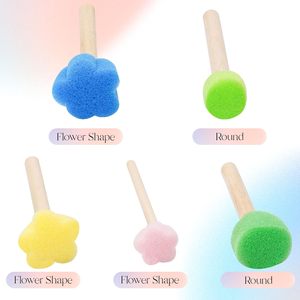 Décor à la maison bricolage <span class=keywords><strong>peinture</strong></span> outils d'art mural pour enfants éponge en mousse avec manche en <span class=keywords><strong>bois</strong></span> pour acrylique aquarelle <span class=keywords><strong>vernis</strong></span> peintures de fleurs - Product Image 3