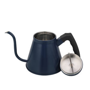 Bouilloire à café en acier inoxydable de qualité supérieure de 1,2 L avec thermomètre intégré – Cafetière à bec verseur bleu marine mat - Product Image 5