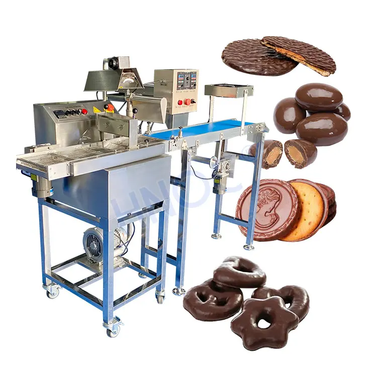 25/60/100L boule de moulage continu chocolat fondre couvercle de trempage Enrobe prix chocolat Enrobe Machine et Tunnel de refroidissement PLC